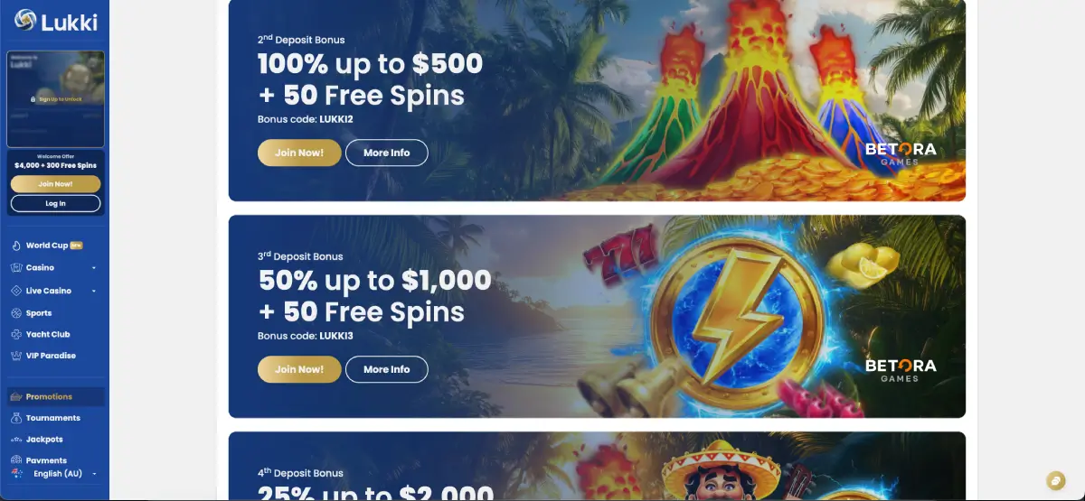 Lukki Casino Bonuses